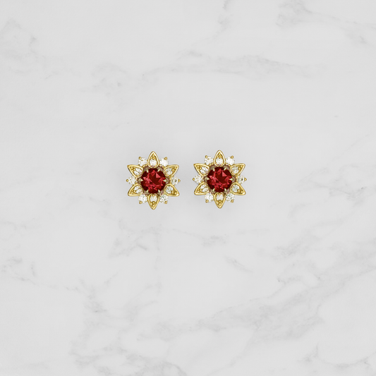 Nymphaea / Garnet earrings