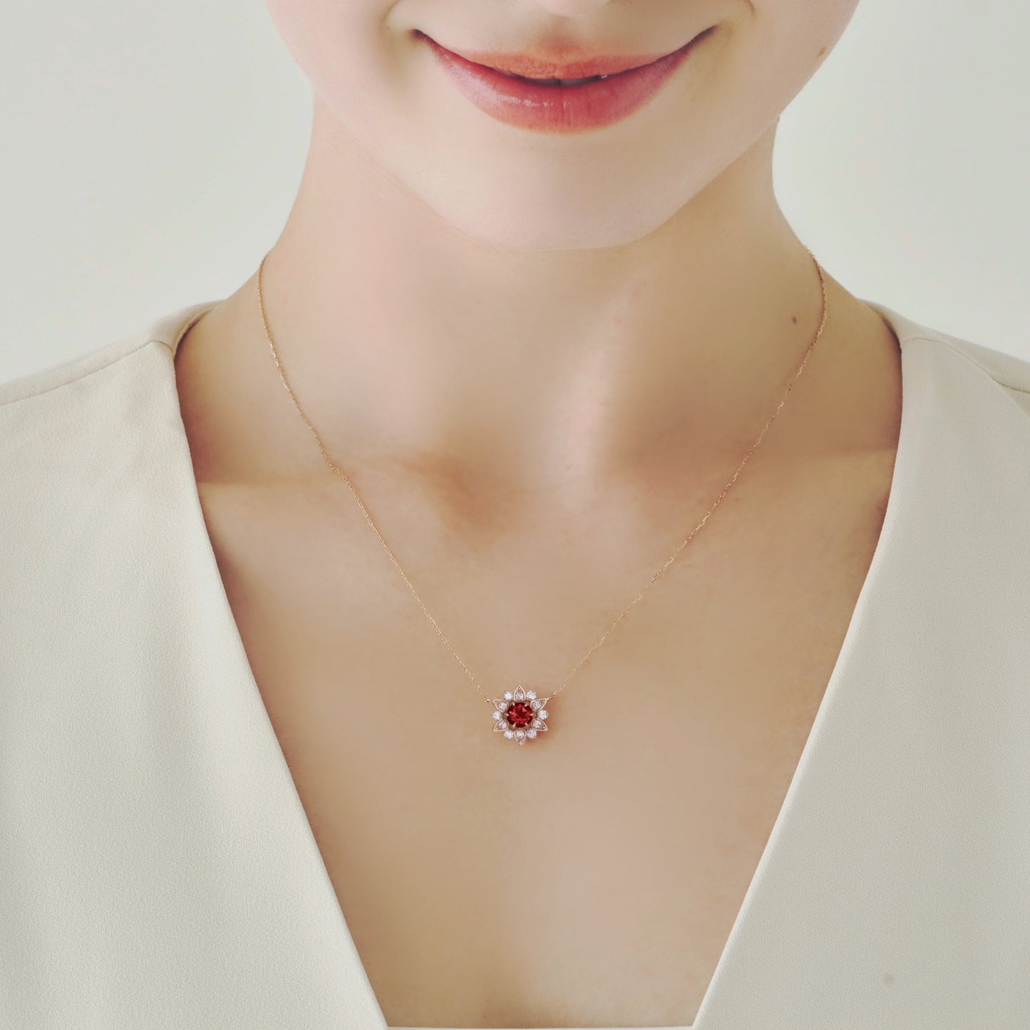 Nymphaea / Garnet necklace