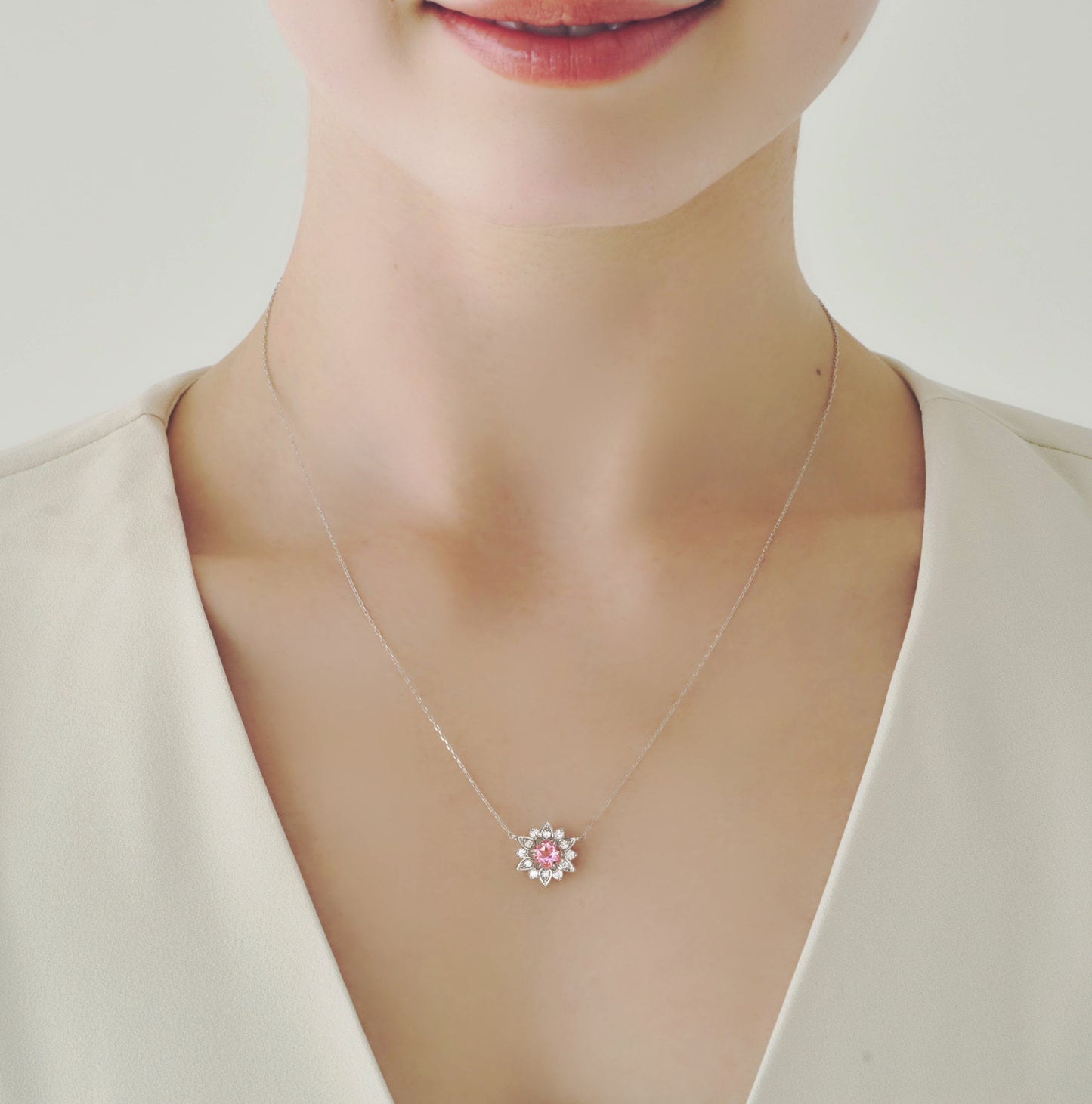 Nymphaea / Pink Tourmaline necklace
