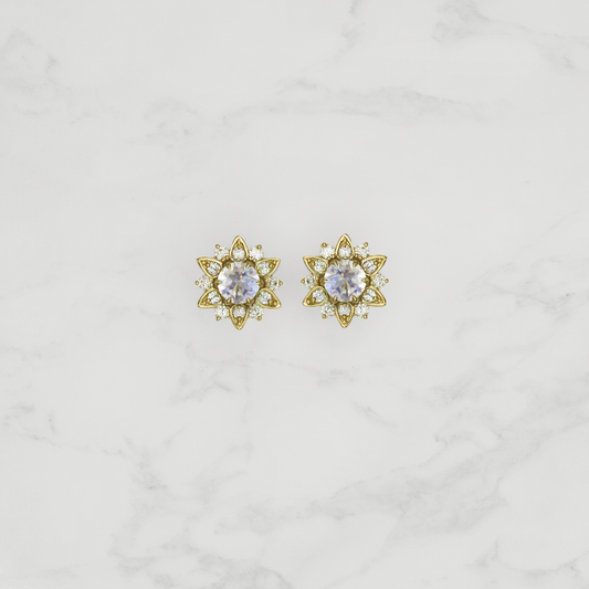 Nymphaea / Blue Moonstone earrings