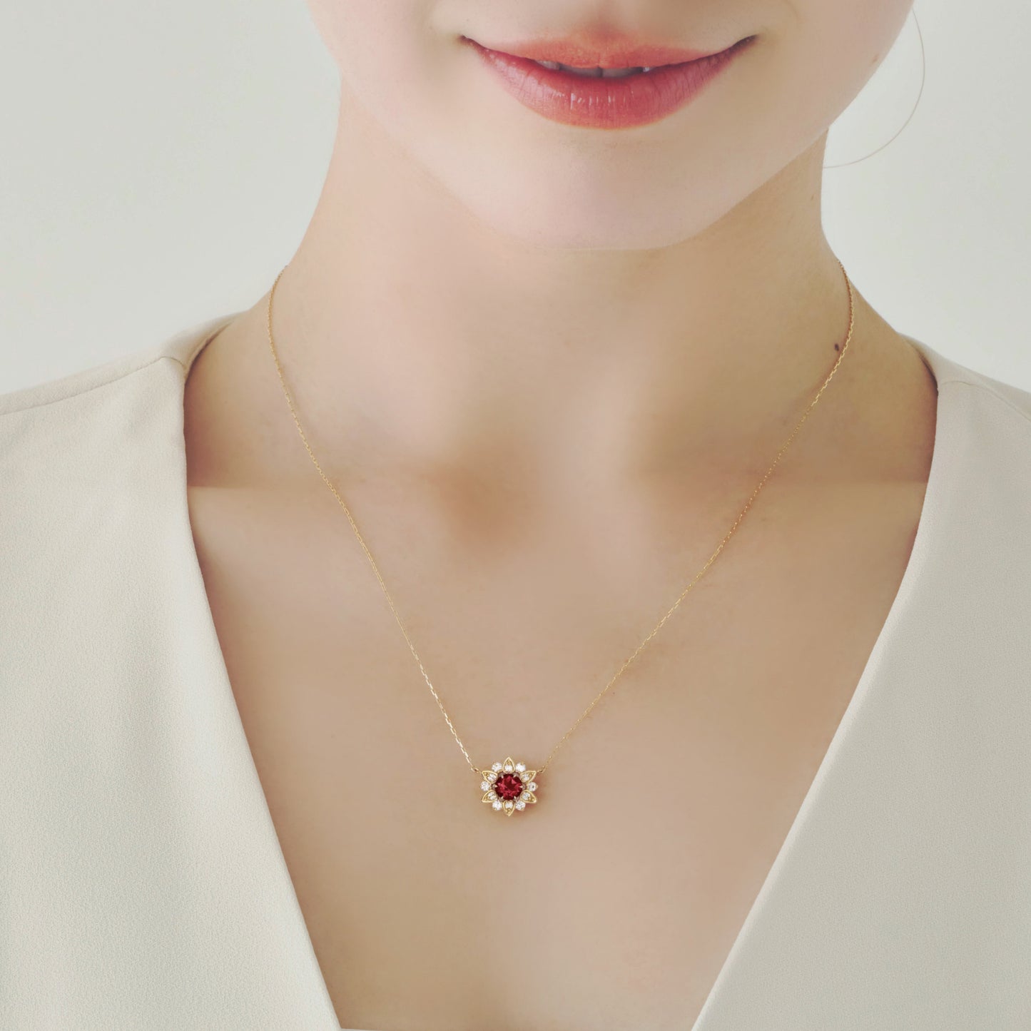 Nymphaea / Garnet necklace