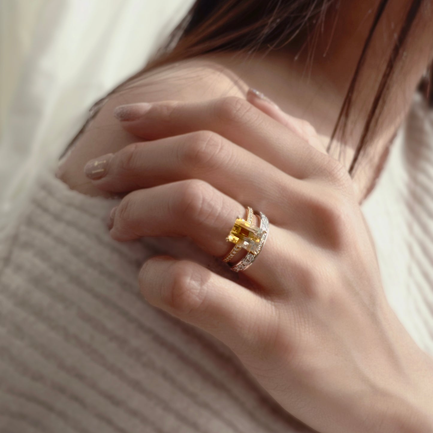 Layer / Diamond Half Eternity Ring